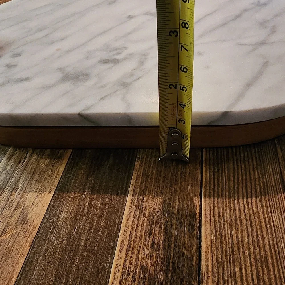 Our Table Wood Marble Cheese Cutting Charcuterie Board Knife Set